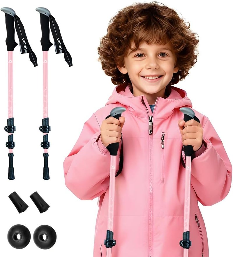 yourjoy Hiking Trekking Poles for Kids, 2 Pack Anti Shock, Adjustable, Collapsible Hiking Poles for Trekking or Walking, Lightweight Aluminum Sticks - Image 1
